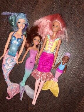 Barbie Mermaid Doll Set - Pink, Purple, Blue